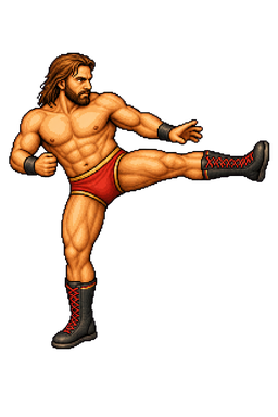 Wrestler delivering a kick