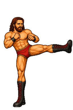 Wrestler delivering a kick
