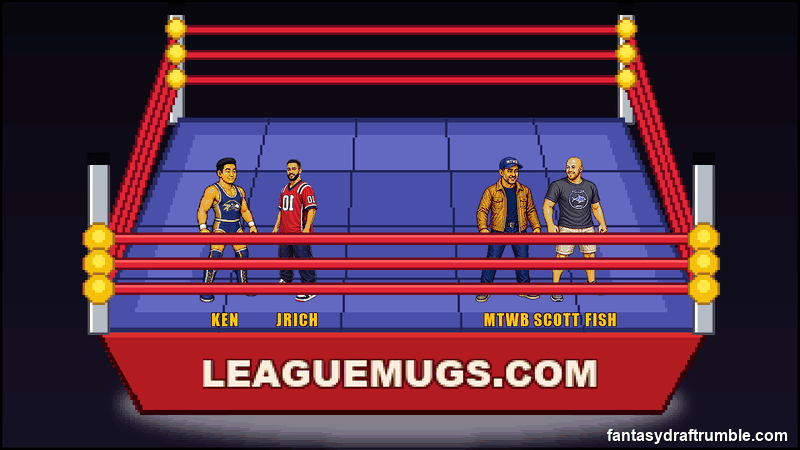 A draft order decided by a pixel-art wrestling match, last one standing goes first